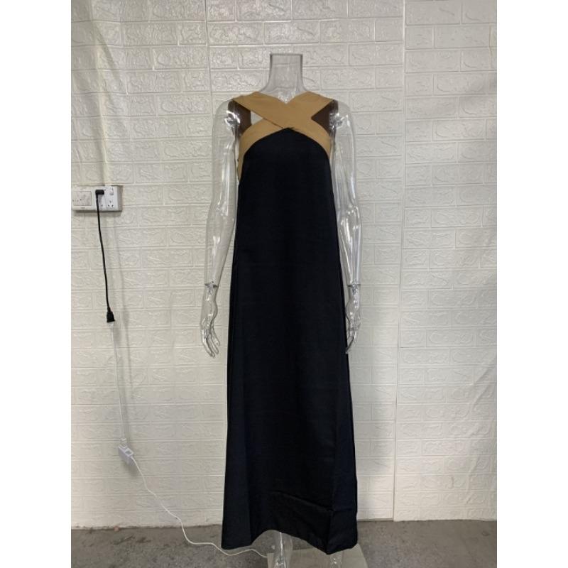 Summer Sleeveless Loose Casual Long Dress New Big Size Women A-line Cross Party Patchwork Dress Sweet Streetwear Sexy Clothing