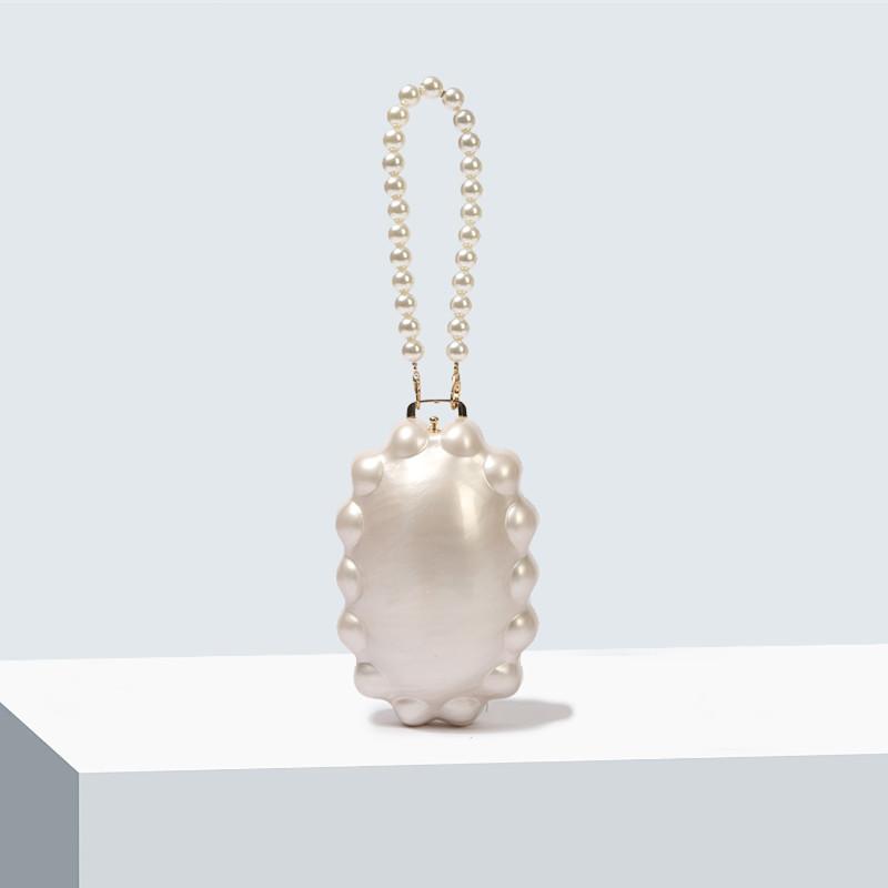 

Light-weight, Luxury Evening Bag Fashionable Brand Simple And Exquisite Shell Bag Pearl Chain Daisy Bag Portable Acrylic Clutch 8x3x14cm