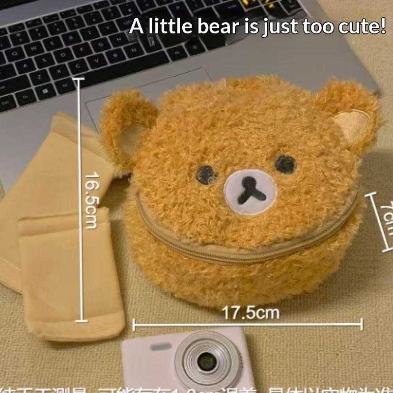 Portable Plushes Makeup Case Cartoon Bear Cosmetic Bag Women Jewelry Storage Pouch Large Capacity Travel Organizer Pouch