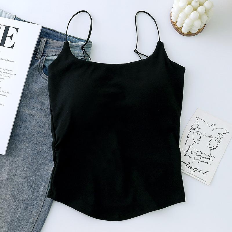 

Приталенная плиссированная майка с пикантным сладким принтом и встроенными чашечками One Size (40-65 kg) чёрный