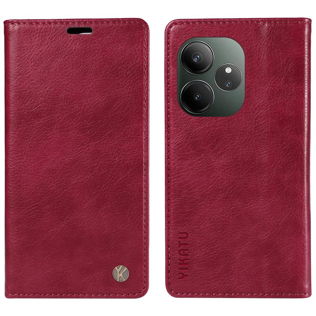 For Realme GT 6 5G Case Card Slots Magnetic Closure Leather Phone Cover Litchi Texture