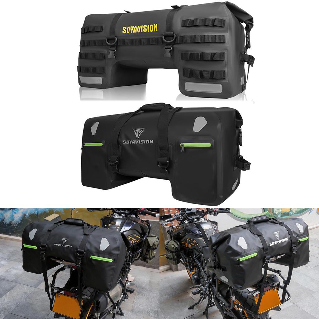 SOYAVISION Dry Motorcycle Tail Bag 80L/50L Waterproof PVC Motor Back Seat Luggage for Travel,Sport Touring & Adventure Riding
