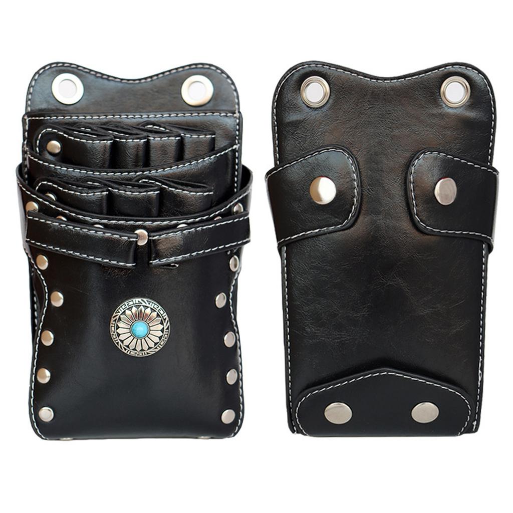 Barber Scissors Bag Hairstylist Waist Bag 7 Slot Detachable Scissor Holder Bag PU Leather Tool Bag for Scissor Hair