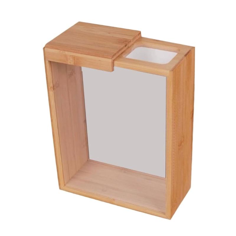 Natural Bamboos Wood Slide Lid Grains Storage Container Food Dispenser for Cereal Rice Flour Kitchen Organiser