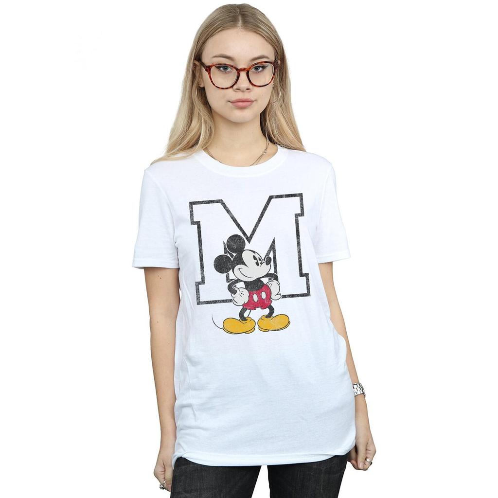 Disney Womens/Ladies M Mickey Mouse Cotton Boyfriend T-Shirt