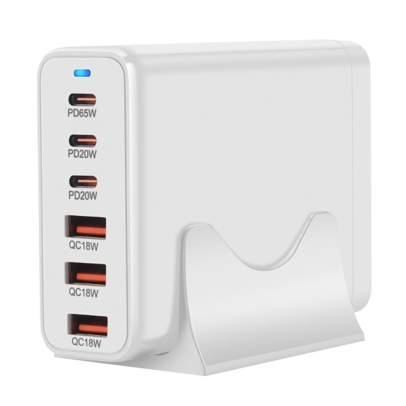 Portable 120W USB Charging Station with 6 Port, 3 Type C PD and 3 USB A for Phones Tablets Simultaneous Device Charging