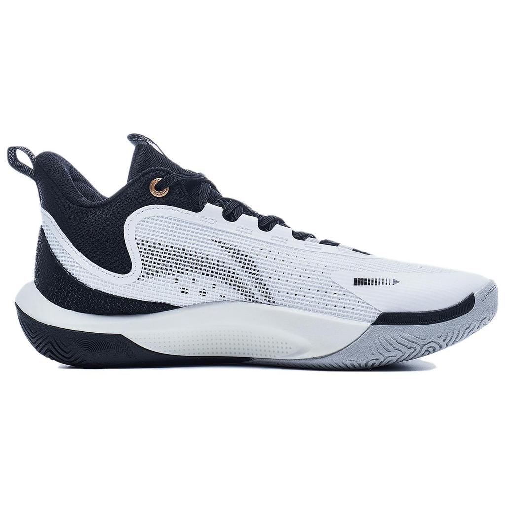 New LiNing Sonic Team Cushioning Mid Top Basketball Shoes Men's White Black ABPT057-1