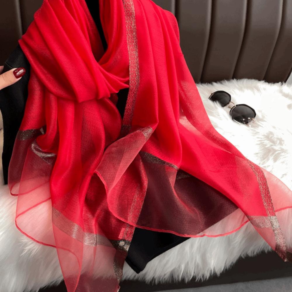 Large Women Hijab Shawls Thin Long Shawls Elegant Luxury Silk Scarf  Beach