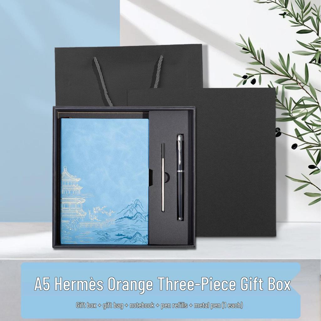 Chinese Style Soft Leather A5 Notebook - High-Quality Diary and Office Meeting Minutes Book