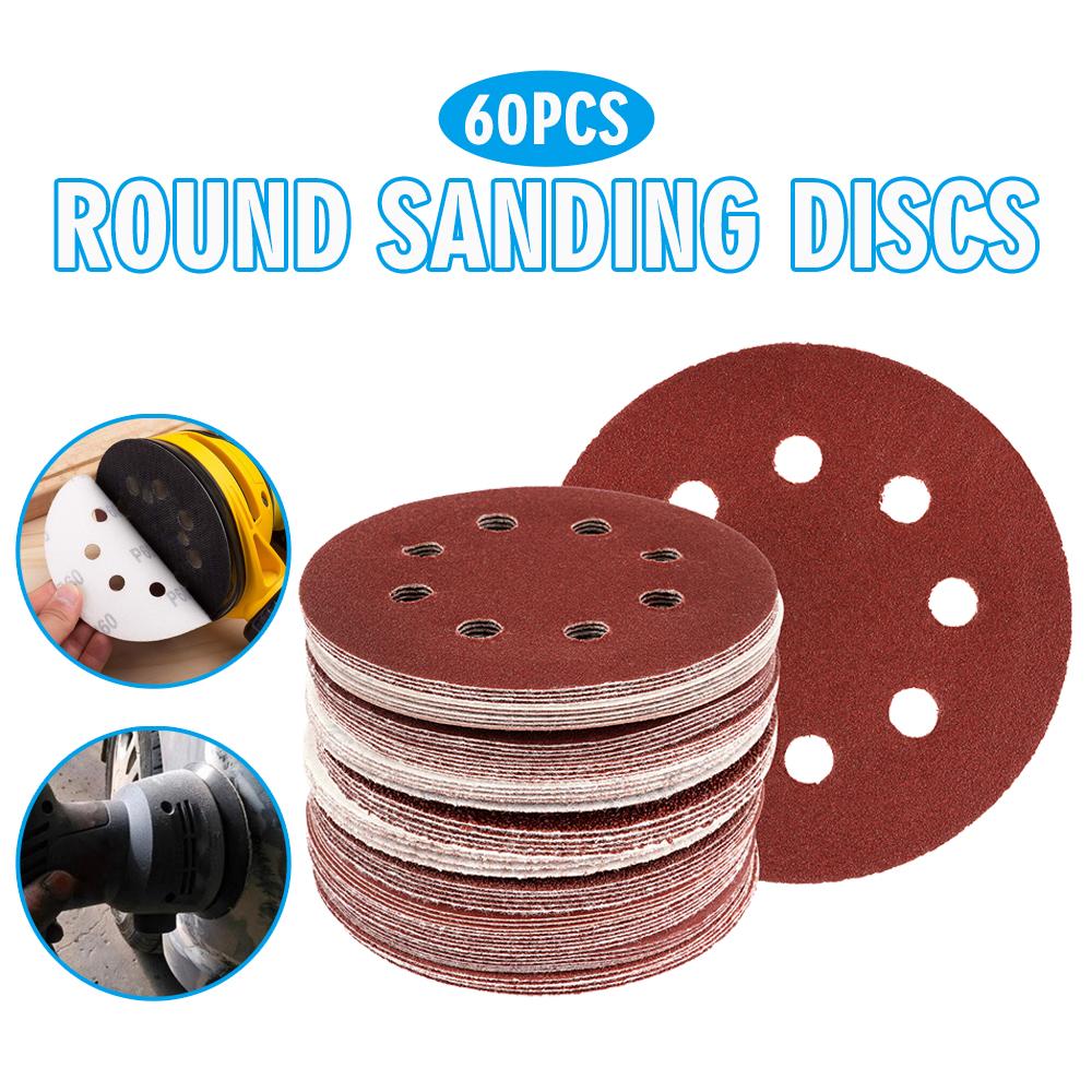 

PDTO 60 шт. 125 мм круглая орбитальная шлифовальная бумага шлифовальные диски 40 60 80 120 180 240 зернистость