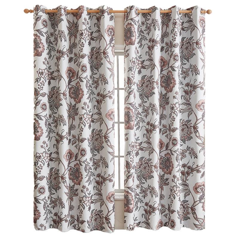 Full Blackout Curtains, High-Grade Environmentally Friendly Coating, British-American Small Fresh Curtains, Floral Punching