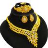 24k Gold Plated Dubai Bridal Jewelry Set: Necklace & Earrings (4-Piece)