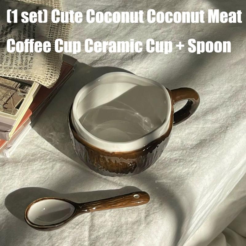 Tazza da Caffè a Forma di Guscio di Cocco Fatta a Mano Tazza in Ceramica per Bevande Calde Lavabile in Lavastoviglie Facile da Pulire Decorazioni per la Casa