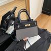 New women's contrasting color handbag bag fashionable high-quality texture shoulder messenger commuter small square bag