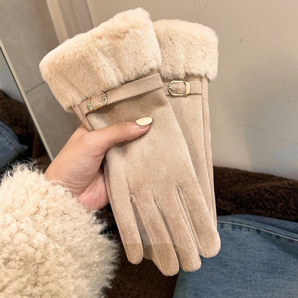 Soft Full Fingers Mittens  Women Winter Gloves Casual Suede Gloves  Girls