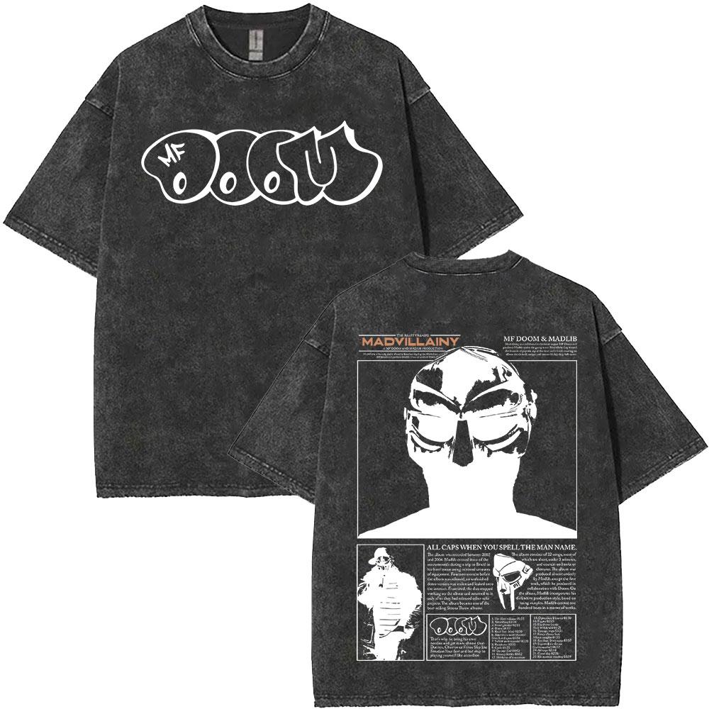 Rapper Mf Doom Turné 2026 Vintage Prané Trička Pánská Dámská Móda Oversized Trička Y2K Hip Hop Gotická Krátký Rukáv Trička