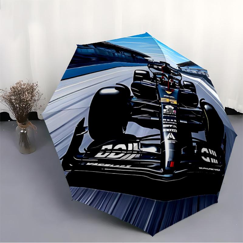 1pc Formula One Fashionable Auto Opening/Closing Folding Umbrella with 8 Bones, Windproof Portable, Daily Use038