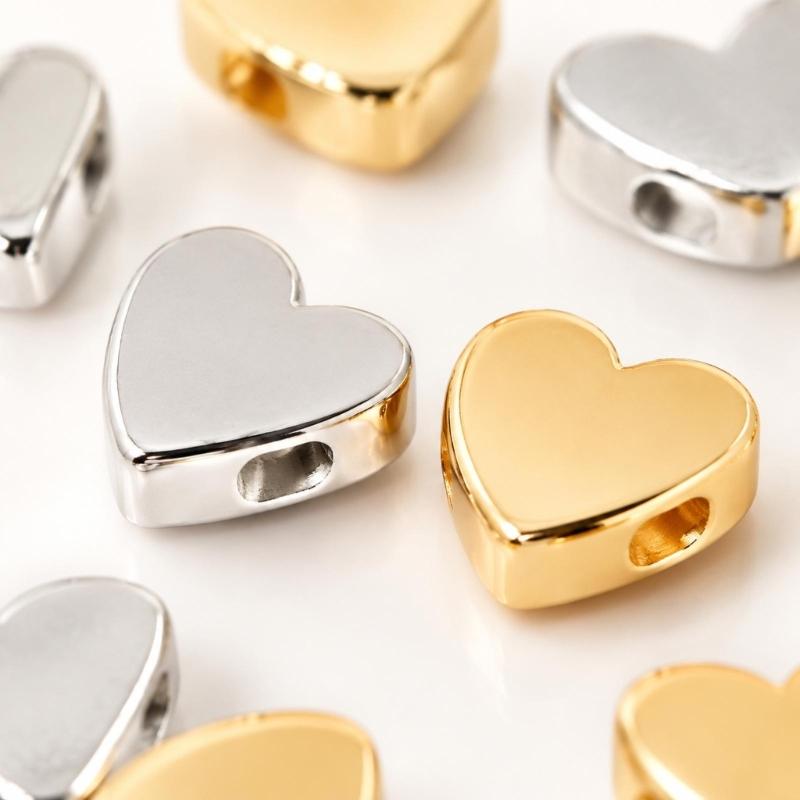 Side-Drilled Heart Spacer Beads, 100 Zinc Alloy Beads for Necklaces, Bracelets, Anklets, Chokers, and Jewelry Designs