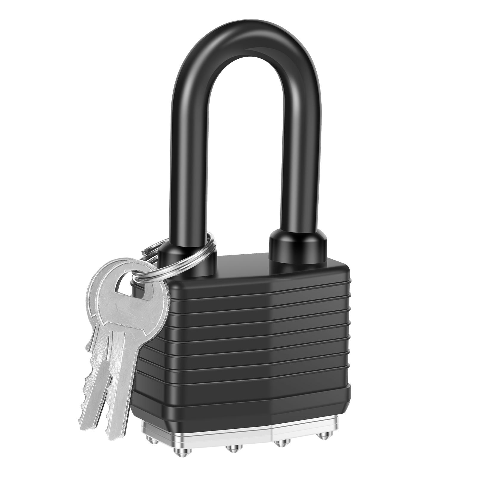 

3PCS Weather Resistant Padlocks 40mm Laminated Steel Hardened Steel Padlock with Shackle Plastic Coating Anti-Theft Safety Lock