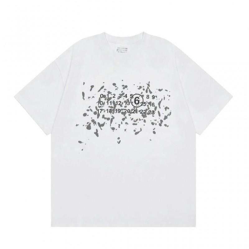 Digital Print MM6 Cotton T-Shirt Men Women Short Sleeve Casual Top 230g