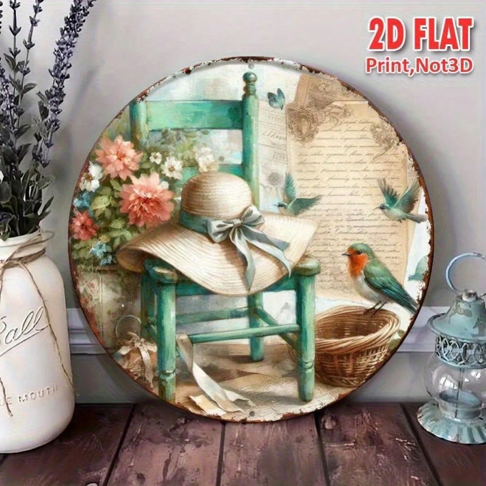 Rustic Apple Basket Metal Sign, Artificial Apples with Checkered Linen, Farmhouse Wall Art Kitchen Decor, Tabletop Centerpiece