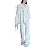 Temperament elegant knitted sweater set women's spring and autumn new loose lazy style casual top pants shawl three-piece set