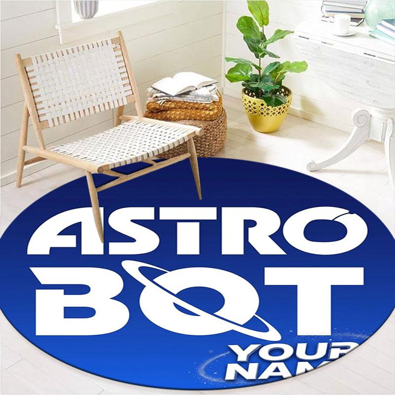 ASTRO BOT Custom Name Round Area Rug,Carpet Rug for Living Room Bedroom Sofa Playroom Decor,Non-slip Floor Mat