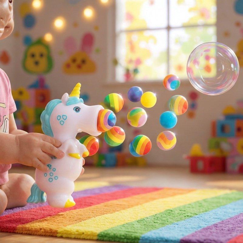 Bunter Niedlicher Einhorn Quetschball Schießer Schaumstoffbälle Kinderspaß Fidget Spielzeug Autismus Sensorische Stressbewältigung Tragbares Gadget Spielzeug