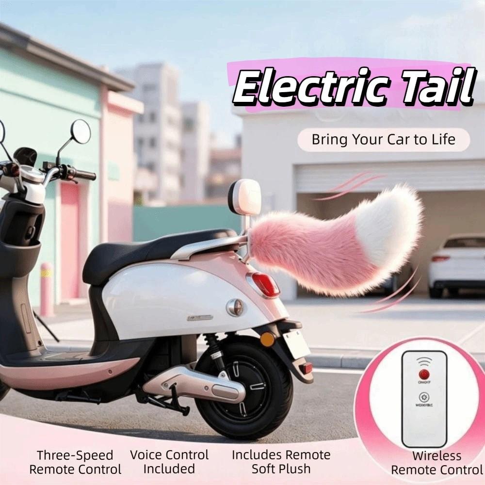 Rechargeable Sound Activated Moving Tail Fluffy Plush Plush Wagging Tail Electric Bicycle