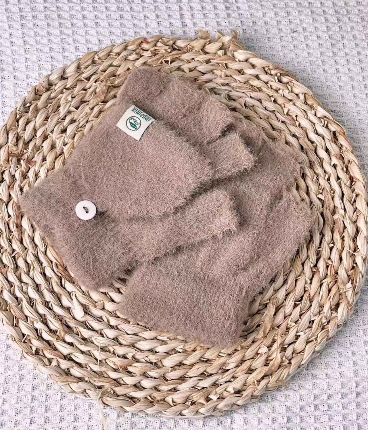 

Женские зимние теплые плюшевые перчатки без пальцев с откидным верхом - Толстые, морозостойкие, уличный стиль One Size