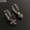 1PAIR asymmetrical sparkling cross crown heart earrings for women, niche design fashionable high-end diamond-studded earrings, earrings