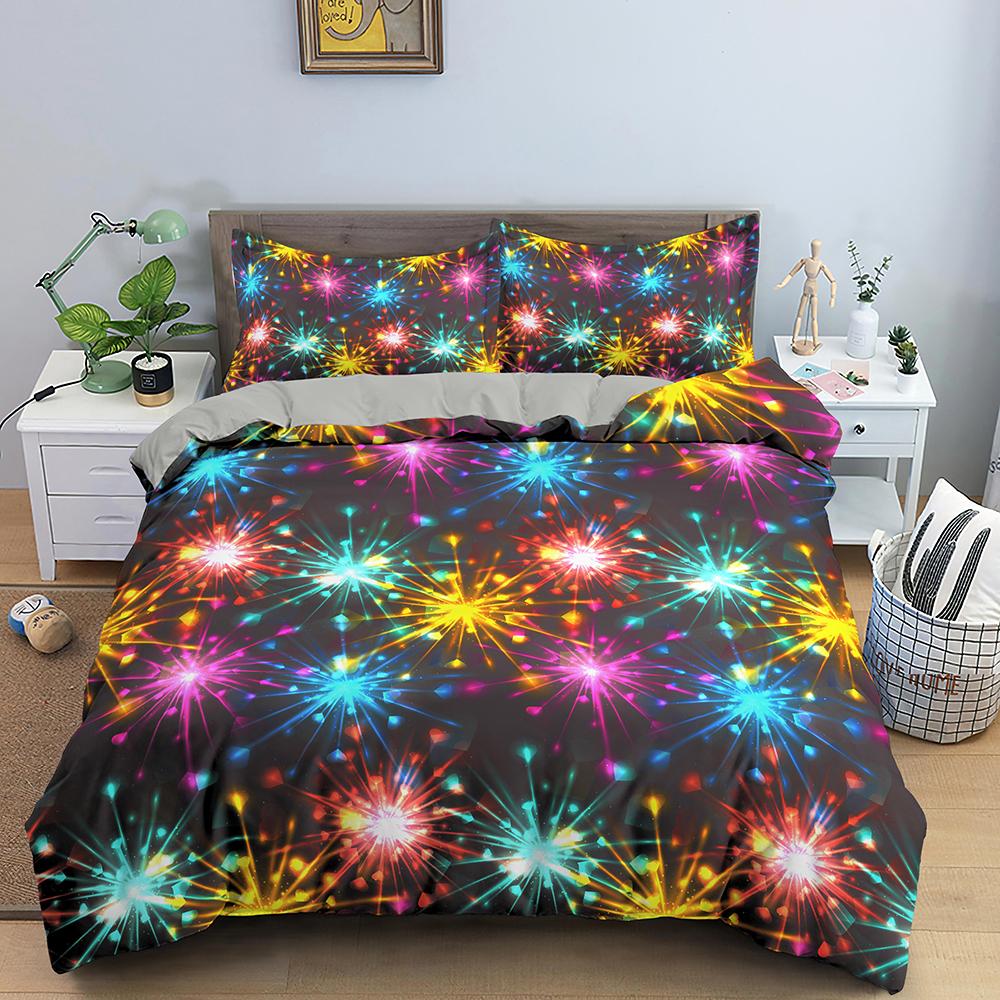 Geometric Duvet Cover Set Colourful 3D Design Polyester Comforter Cover Bedding Set King Queen Twin Full Size For Kids Teens Boy