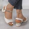 Ladies Shoes On Fashion Ankle Strap Slingbacks Women Sandals Summer Open Toe Mixed Colors Buckle Chunky Heels Sandals