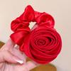 Korean Women Rose Elastic Hair Bands Hair Scrunchies Big Flower Satin Hair Rope Charm Horsetail Gentle Hair Accessories
