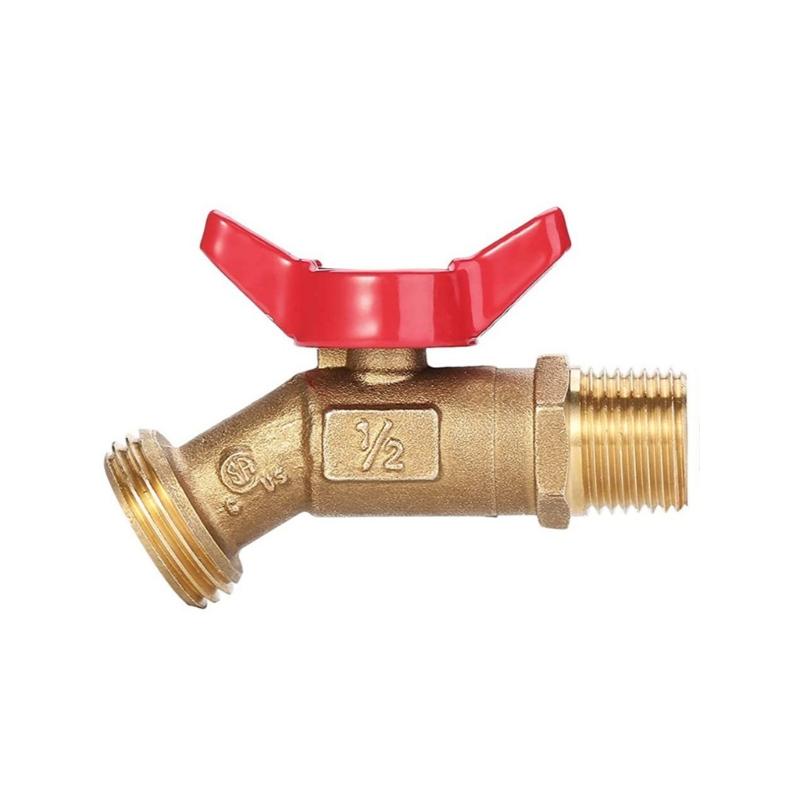 Heavy Duty Brass Faucet Weather Resistant Brass Spigot 1/2 Inch NPT Male to 3/4 Inch GHT Male for Garden Hose Use