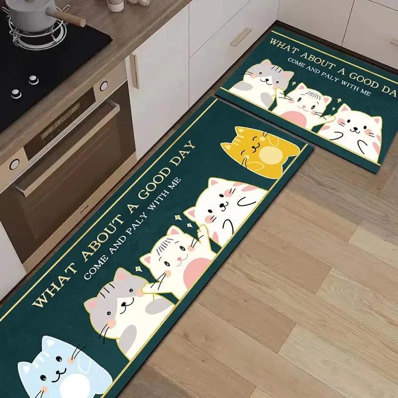 Non-slip PVC Kitchen Floor Mat Waterproof Cartoon Rug Home Decoration Foot Mats Alfombra De Cocina