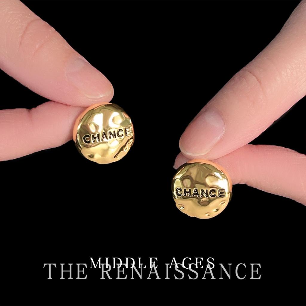 Medieval style liquid letter button stud earrings creative retro literary texture earrings earrings