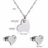 Love Earrings Necklace Set Fashion Sweet Necklace Cut Stainless Steel Jewelry Set Women