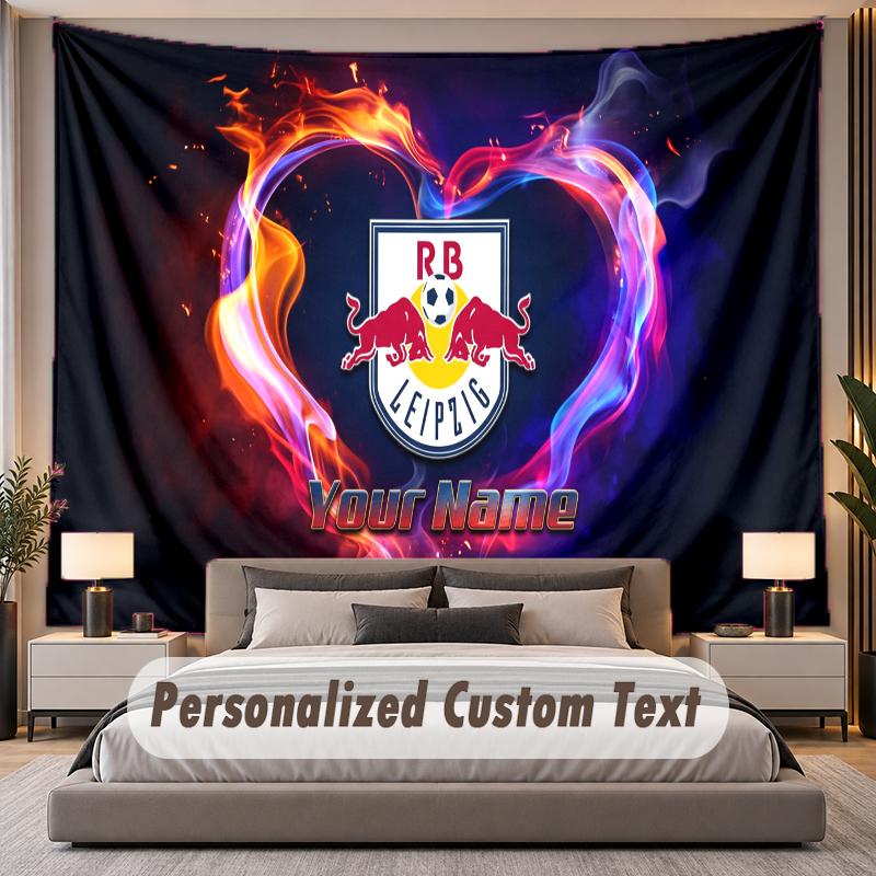 Custom Name Text Tapestry RB Leipzig FC Personalized Polyester Wall Tapestry For Bedroom And Room
