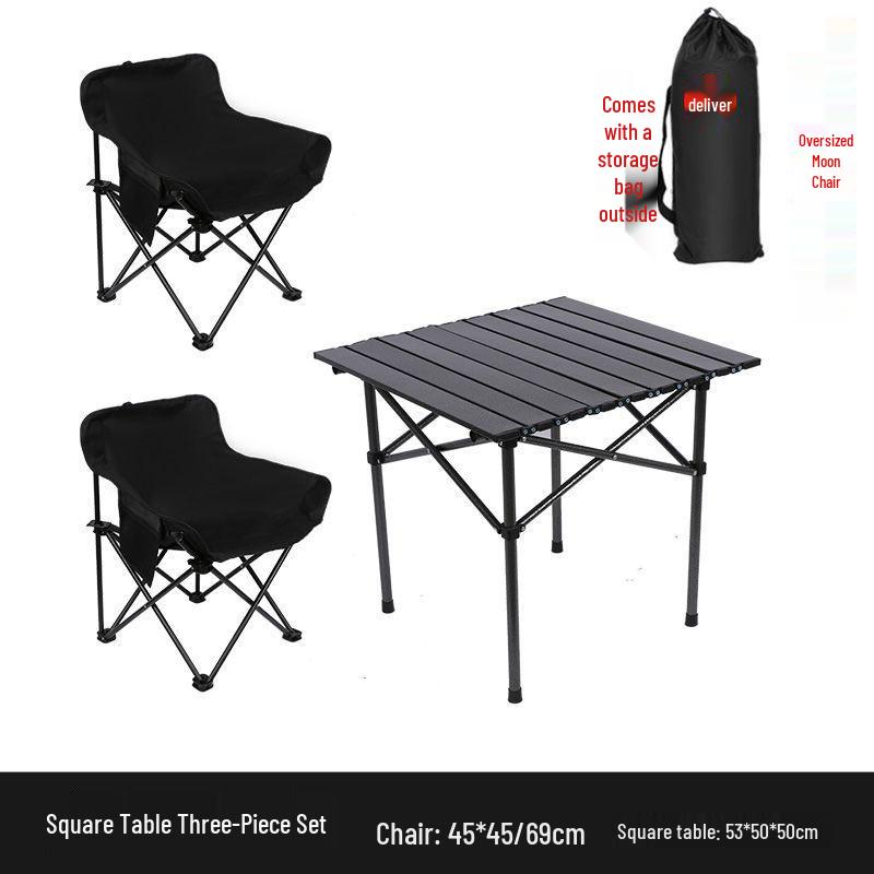 Outdoor Folding Camping Table & High-Back Chair Set