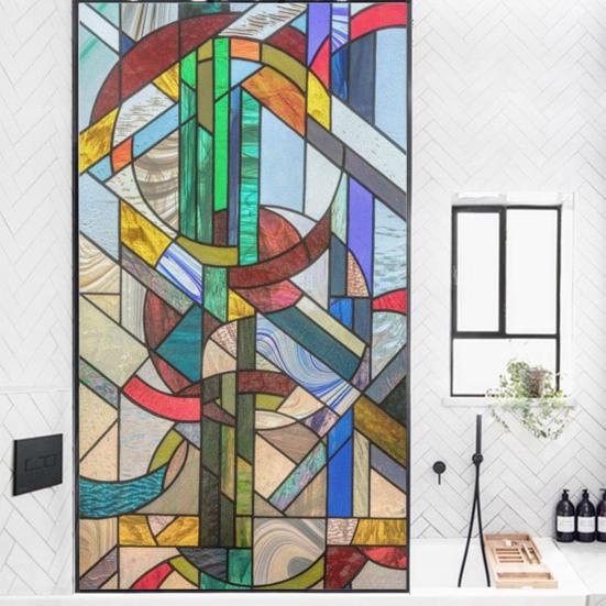 Stained Glass Window Privacy Film Vintage Home Church Decorative Frosted Static Cling Reusable UV Sun Blocking Glass Sticker Cover
