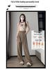 Plus Size Coffee Ice Silk Suit Pants - Women's Summer Elastic Waist Chiffon Wide Leg Petite Pants