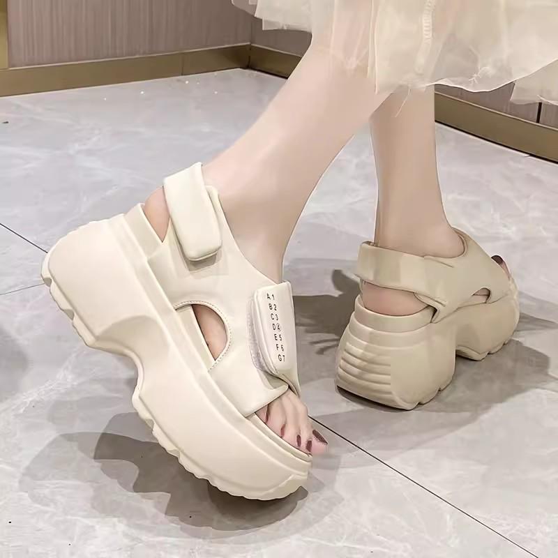 Mode Sandalen für Frauen 2024 Sommer Neue 8cm Erhöhte Fisch Mund Keil Dicken Sohlen Plattform Römischen Sandalen