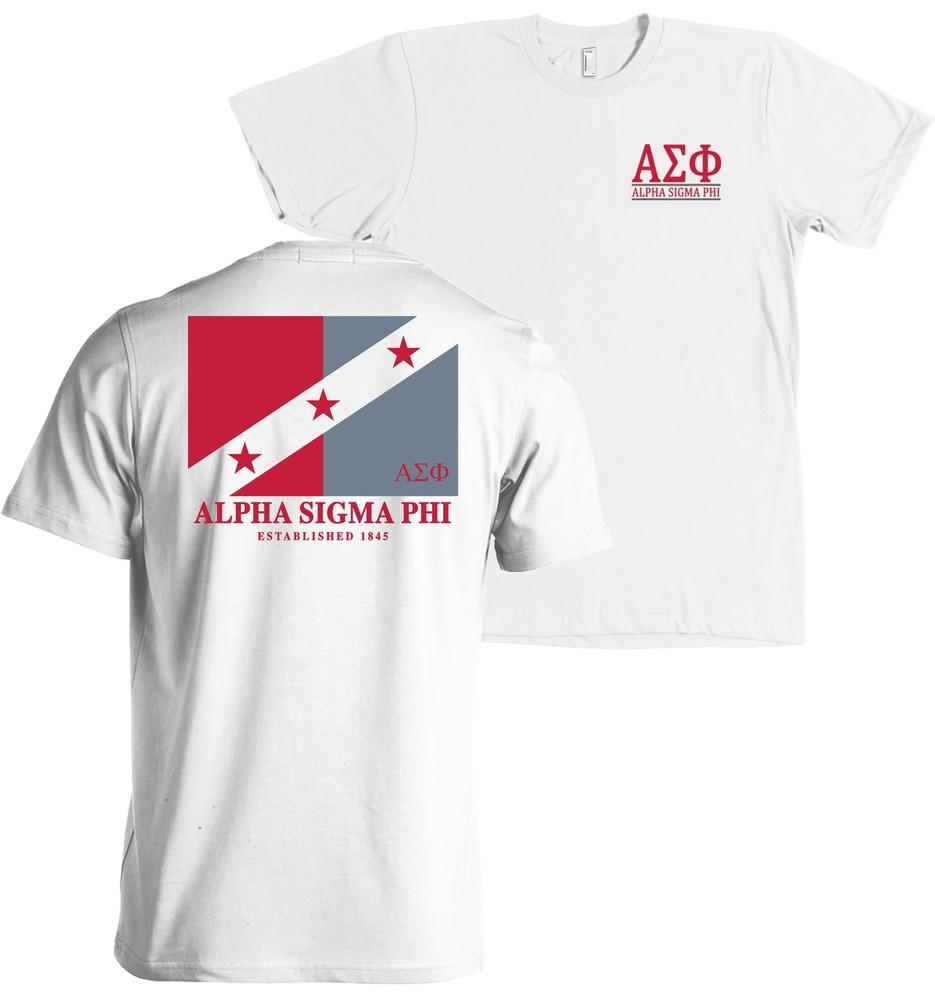 Alpha Sigma Phi Fraternity Flag Bella + Canvas  NEW Unisex T-Shirt XXXL