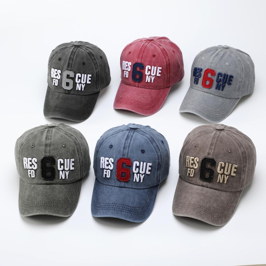Letter American baseball cap women's summer big brim washed old retro cap men's soft top showing face small hat
