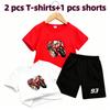 Outdoor Street Motorcycle Rennwagen Muster Druck Nr. 93 Kinder T-Shirt und Shorts 2-teiliges Set Sommer Haus Freizeit Outfit Jungen und Mädchen Sport Set