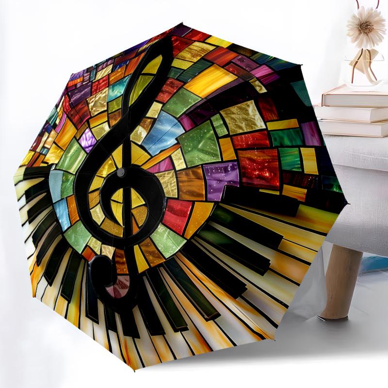 1PC Musical notes Umbrella Portable Folding Umbrella Iron Frame Hole Bone Structure Outdoor Home Umbrella A3