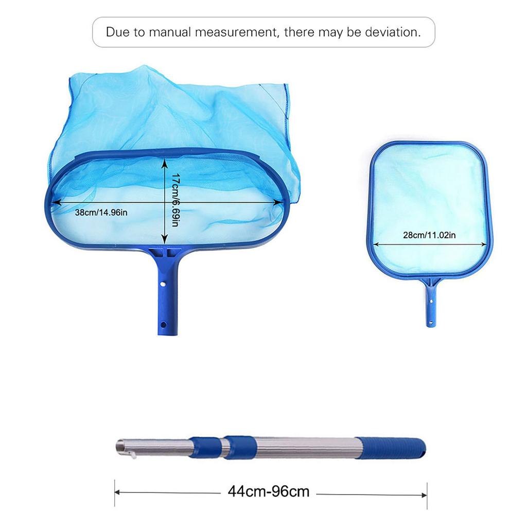 Swimming Pool Skimmer Net Set Includes 1 PCS Deep Leaf Skimmer Net 1 PCS Leaf Rake with Mesh Net Bag 1 PCS Aluminum