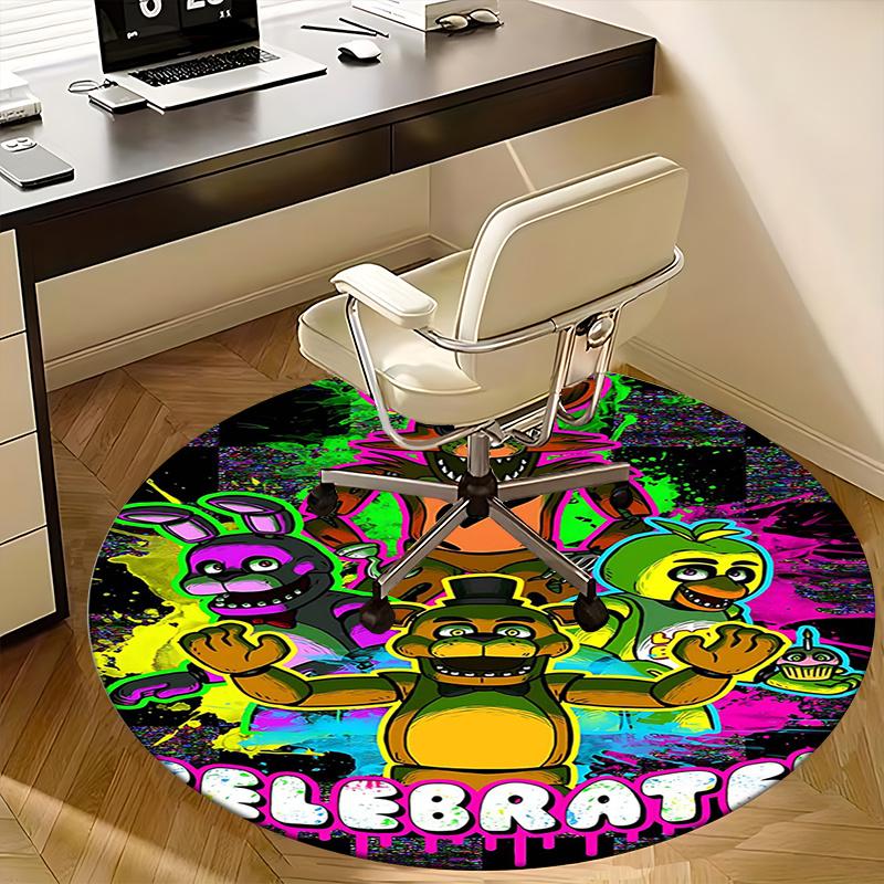 Five Nights at Freddy's,FNAF Stuhlmatte Runder Teppich-Büroteppich, Maschinenwaschbar, Rutschfest, Geeignet für Wohnzimmer, Schlafzimmer, Eingangsbereiche,