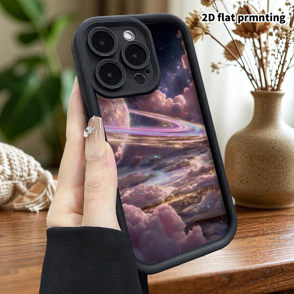 Phone Case: 2D Flat Design Suitable for iPhone 18 17 16 15 14 13 Pro Tiered Protective Case, Holographic Nebula, Christmas and Halloween Gift
